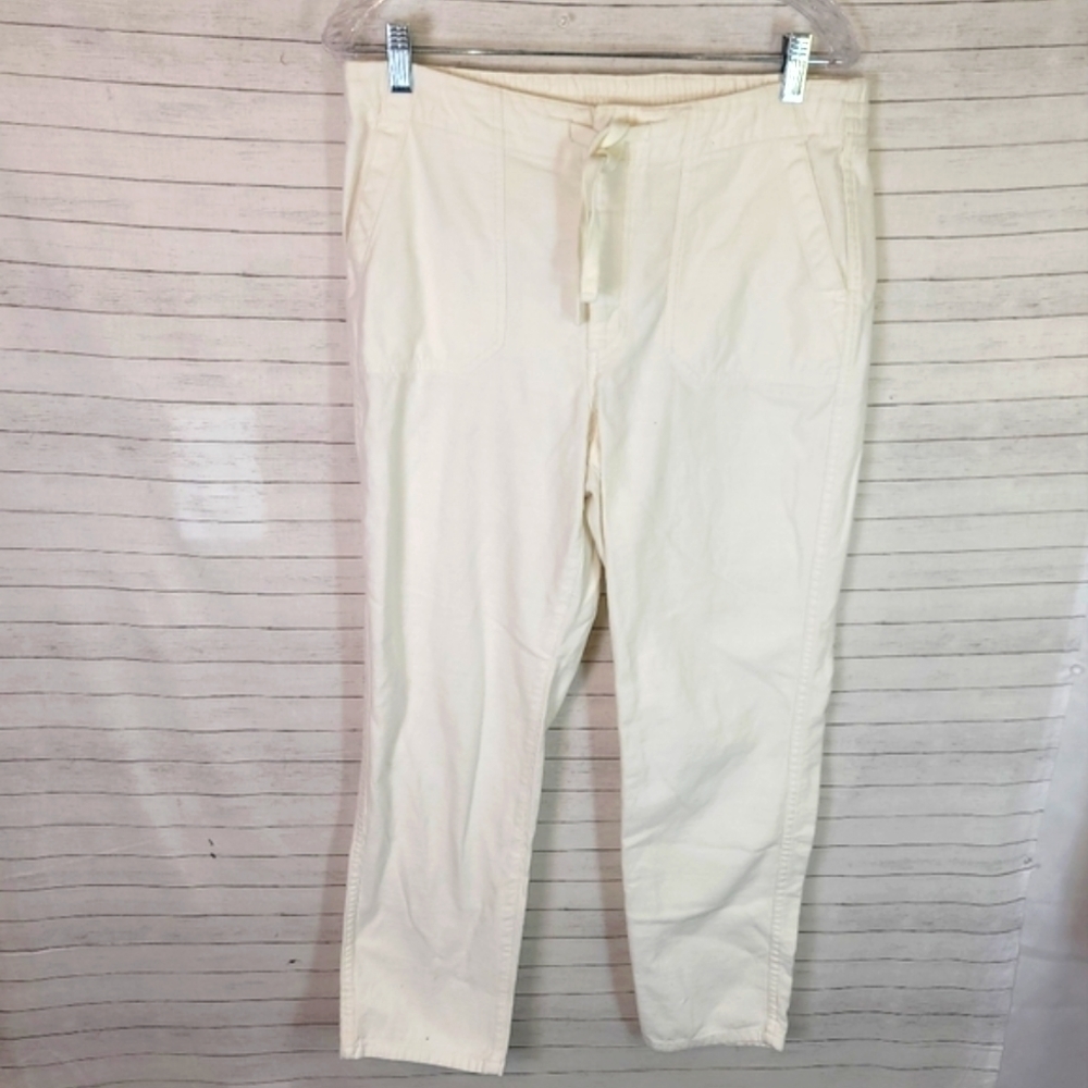 J.CREW TIE WAIST CAMP PANT IN IVORY, SZ MEDIUM - Picture 2 of 16